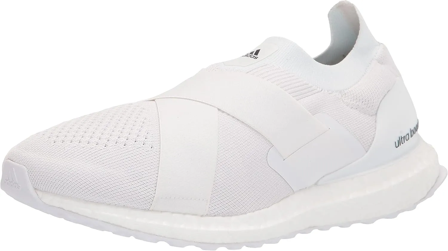 adidas Women's Ultraboost DNA Running Shoe, White/White/Acid Orange (Slip-on), 7