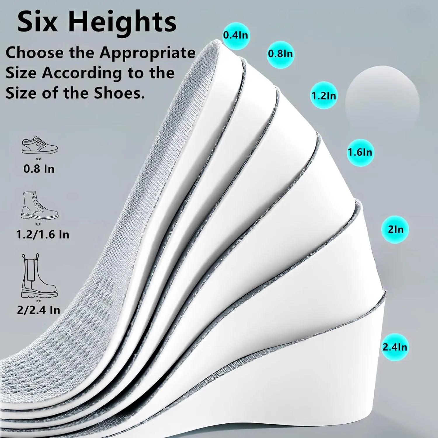 Brandone Height Increase Insoles 1,2,3 Inch for Men Woman Kids,Height Boosting Shoes,Mens Shoe Lifts for Woman,Shoe Wedges Inserts,Highpads 2.0,Rizzsoles,Heel Lifts (11.02''Lx1.6''UP) (1 Pair)