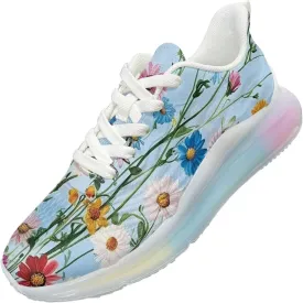 Breathable Walking Shoe Fashion Atmospheric Cushion Running Shoes for Women Comfort Soft Rubber Sole Non Slip Shoes for Gym Size 6-11 White Sole