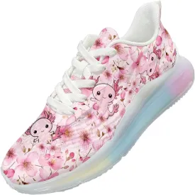 Breathable Walking Shoe Fashion Atmospheric Cushion Running Shoes for Women Comfort Soft Rubber Sole Non Slip Shoes for Gym Size 6-11 White Sole