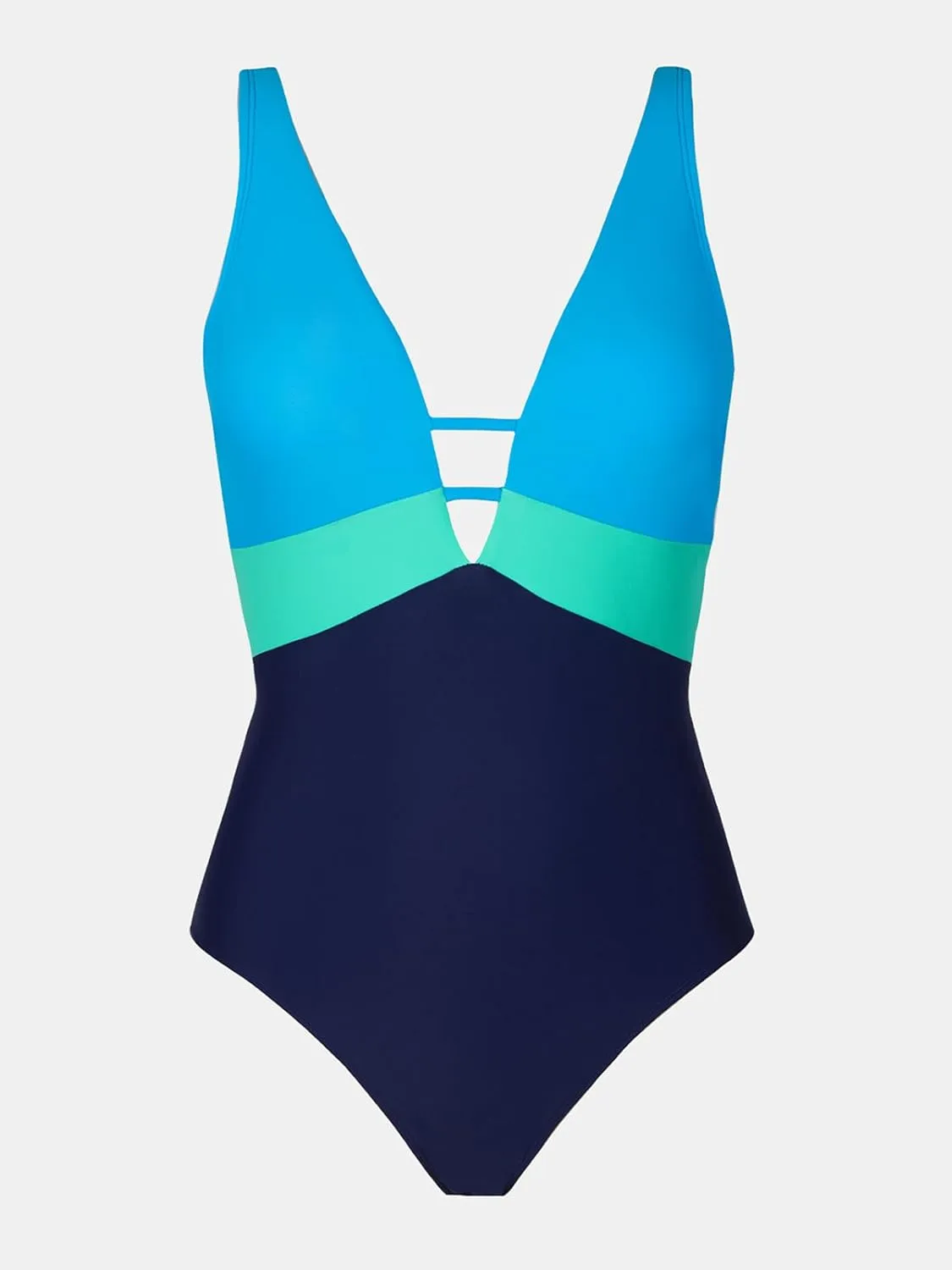 CUPSHE Women One Piece Swimsuit Bathing Suit Cutout V Neck Adjustable Straps Color Block O Ring
