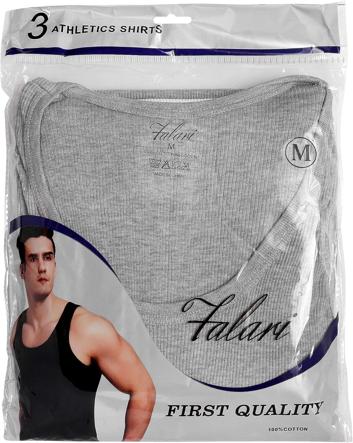 Falari 3 Pack Men's A-Shirt Tank Top Gym Workout Undershirt (Slim & Muscle Fit ONLY)