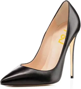 FSJ Women Formal Pointed Toe Pumps High Heel Sexy Stilettos Slip On Office Cute Evening Dress Shoes Size 4-15 US
