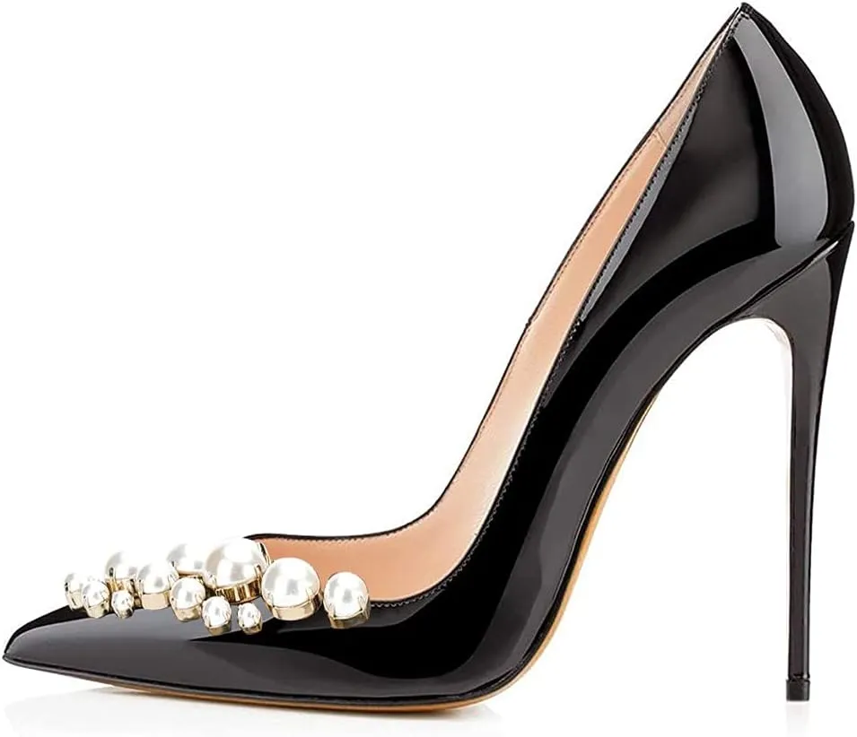 FSJ Women Formal Pointed Toe Pumps High Heel Sexy Stilettos Slip On Office Cute Evening Dress Shoes Size 4-15 US