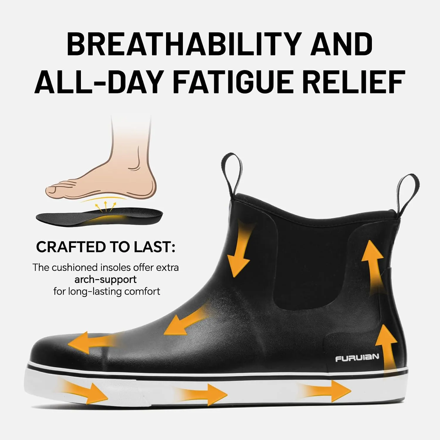 Furuian Men's Steel Toe Rain Boots Rubber Work Boots Waterproof Safety Shoes Ankle/Short Mud Boots Non Slip Chelsea Rain Shoes for Outdoor, Agriculture and Industrial Working