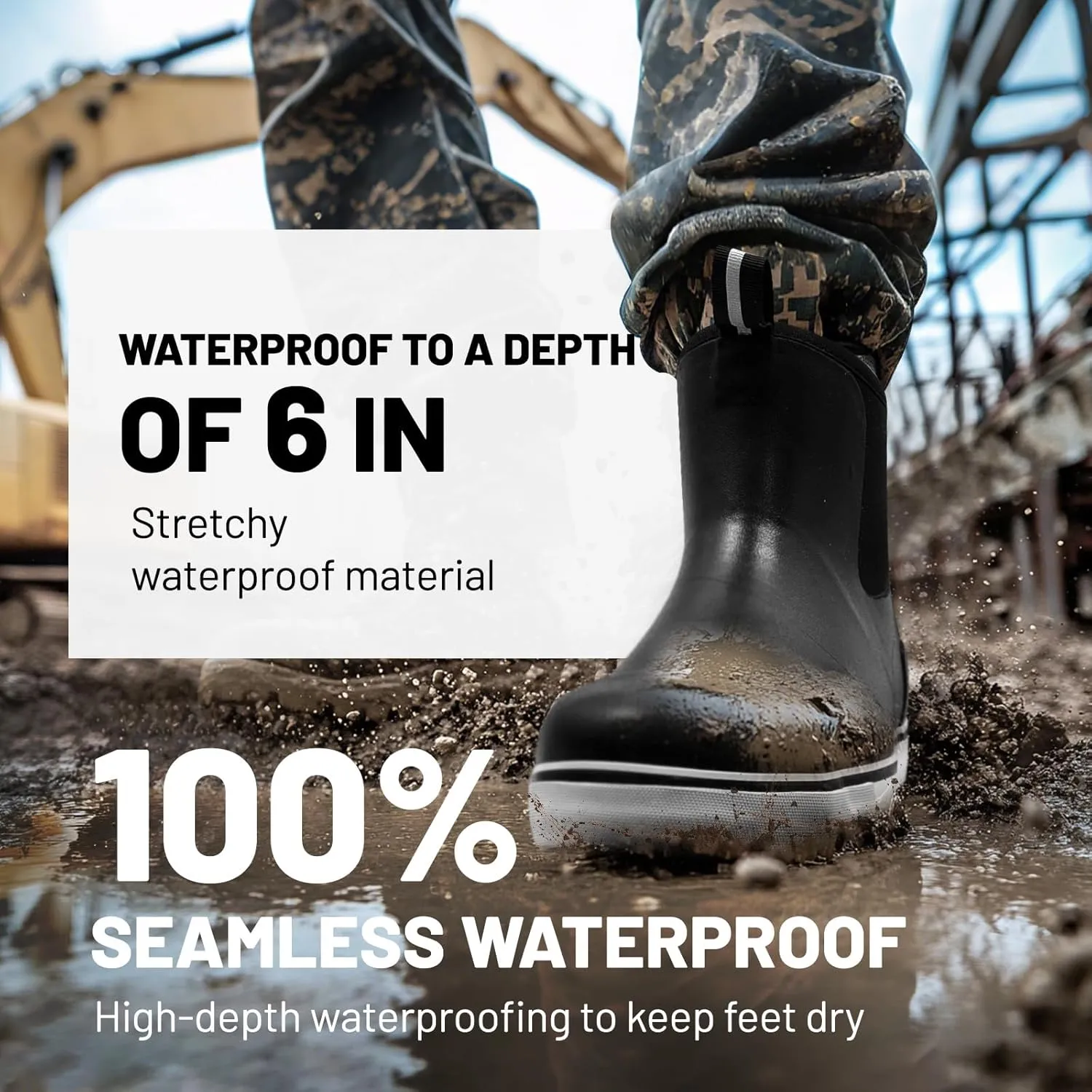 Furuian Men's Steel Toe Rain Boots Rubber Work Boots Waterproof Safety Shoes Ankle/Short Mud Boots Non Slip Chelsea Rain Shoes for Outdoor, Agriculture and Industrial Working