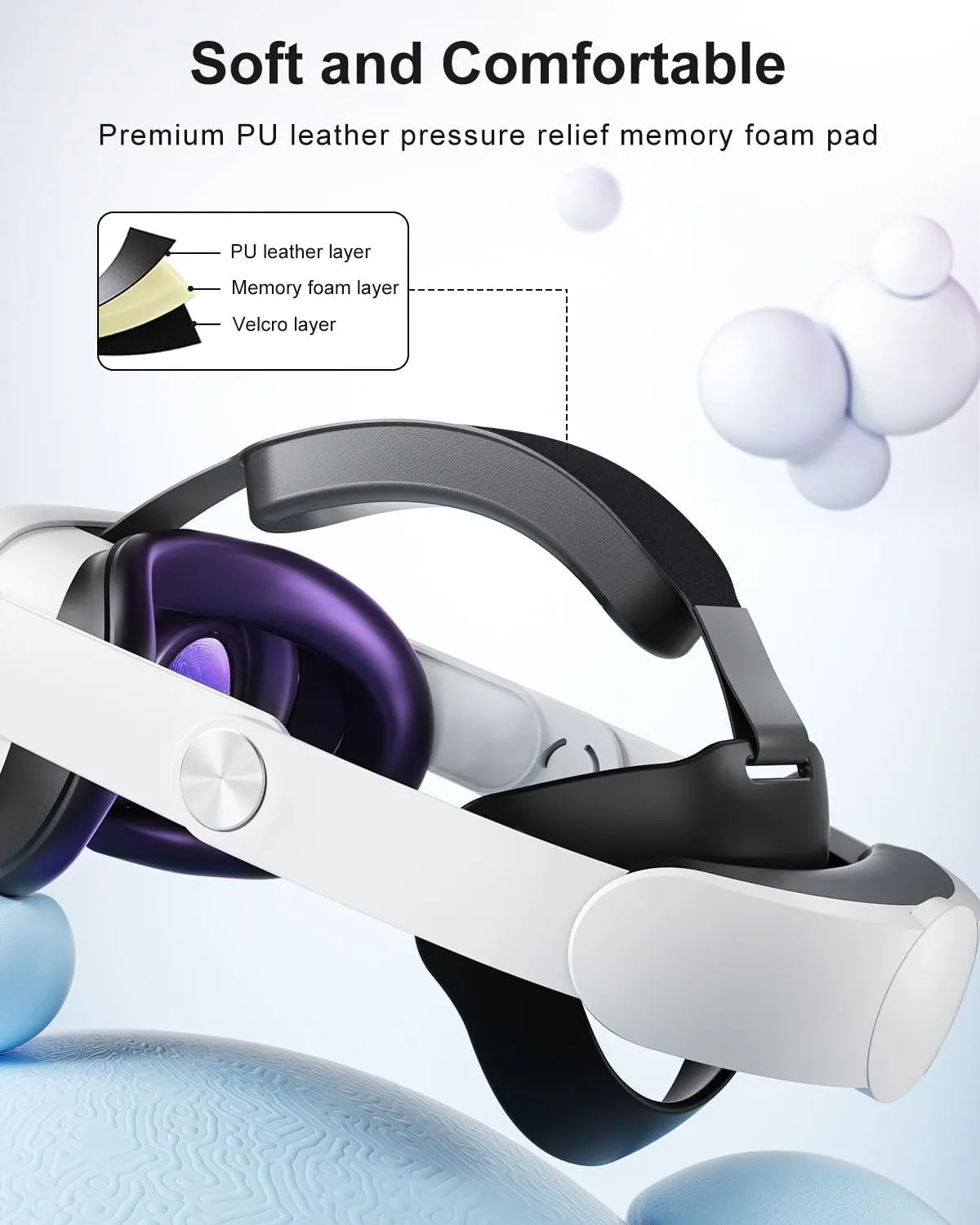 Head Strap for Meta Quest 3/Quest 3S-Lightweight&Comfortable Cushion VR Headset Strap Hand Grips-Adjustable Elite Head Strap-Controller Grips Replacement Balanced Set for Quest 3/Quest 3S