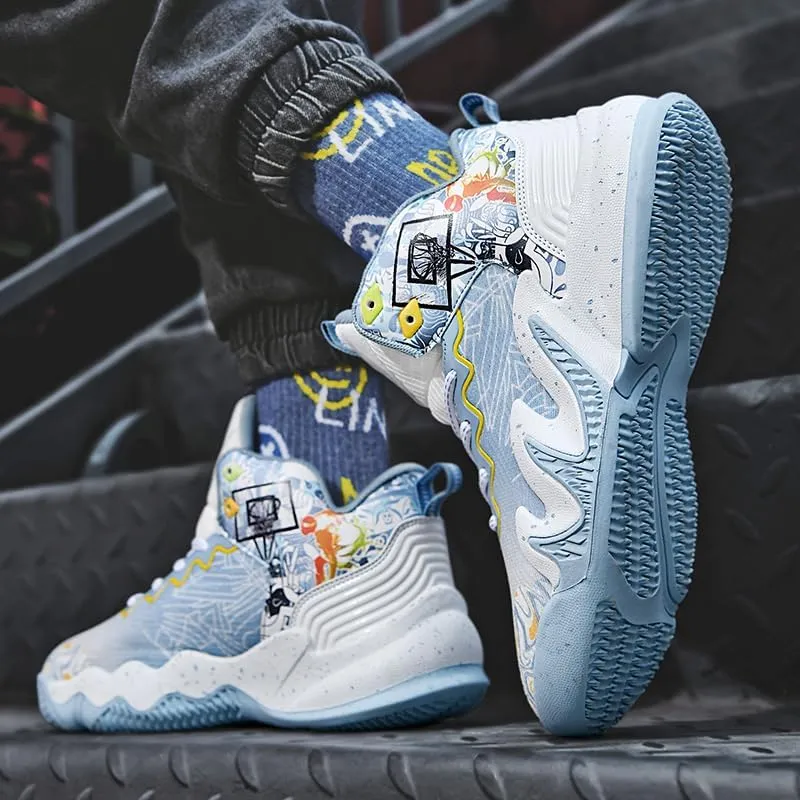 High Top Basketball Shoes Men Shoes Women Shoes Non-Slip Breathable Outdoor Shoes Fashion Graffiti Training Shoes Volleyball Shoes