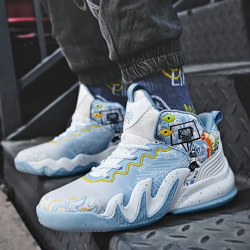 High Top Basketball Shoes Men Shoes Women Shoes Non-Slip Breathable Outdoor Shoes Fashion Graffiti Training Shoes Volleyball Shoes