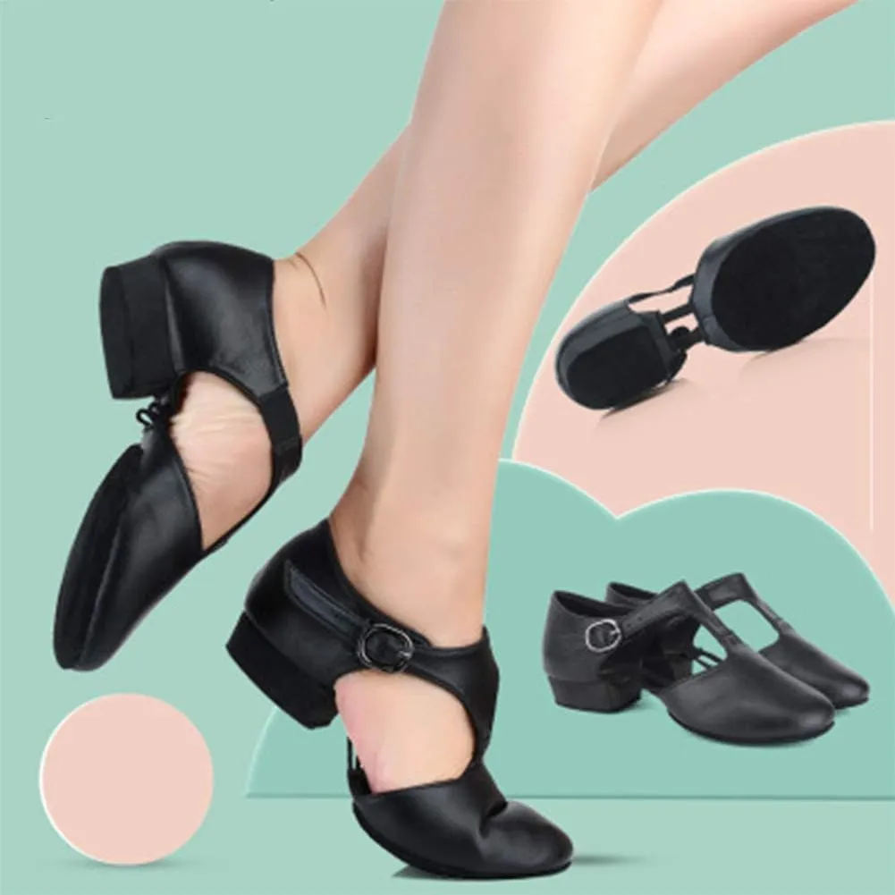 HROYL Leather Jazz Shoes Split Sole Dance Shoes Slip-on Practice Jazz Modern Dance Shoes Model-WX-LG59