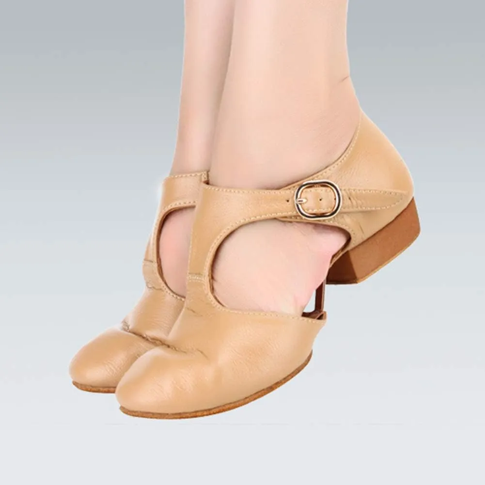 HROYL Leather Jazz Shoes Split Sole Dance Shoes Slip-on Practice Jazz Modern Dance Shoes Model-WX-LG59