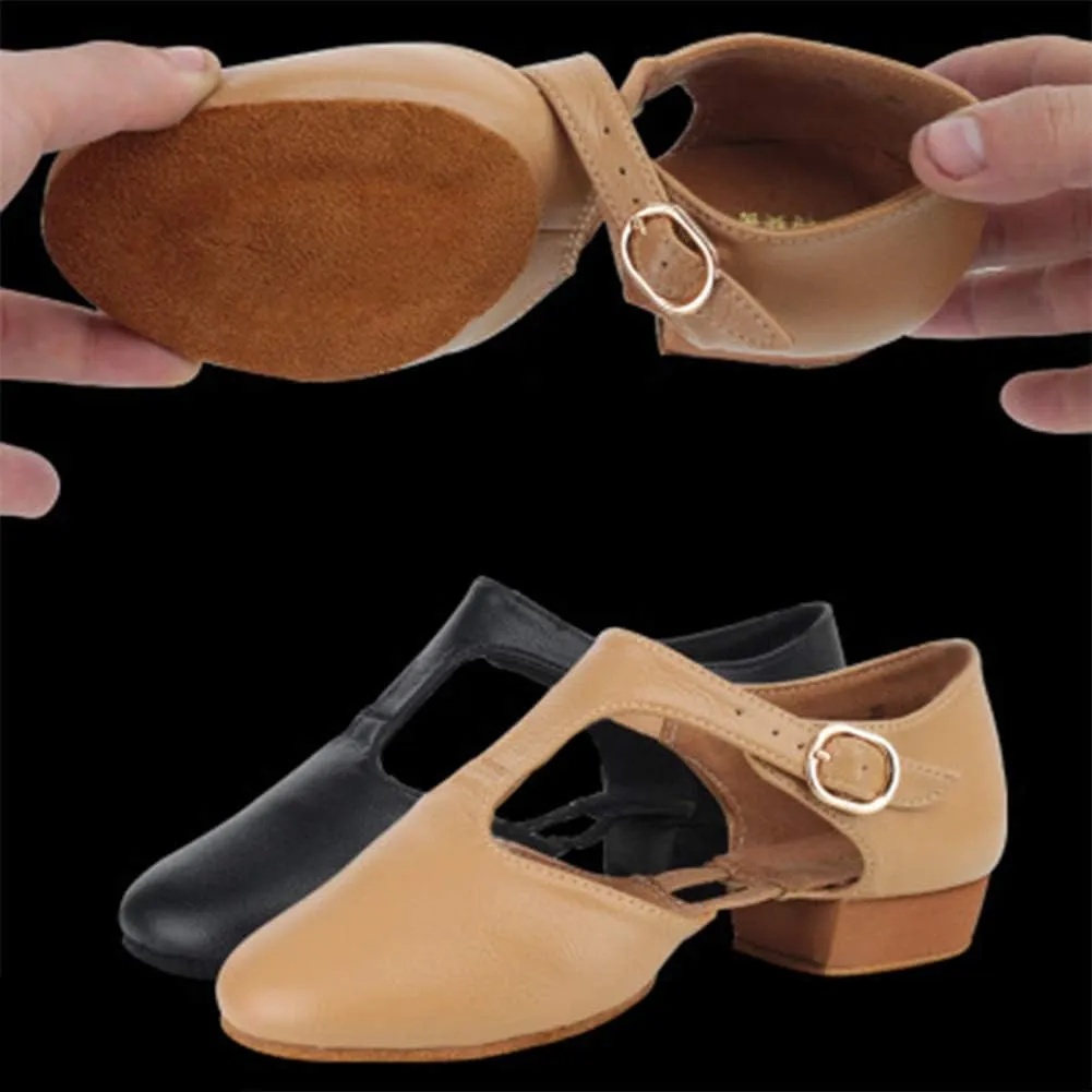 HROYL Leather Jazz Shoes Split Sole Dance Shoes Slip-on Practice Jazz Modern Dance Shoes Model-WX-LG59