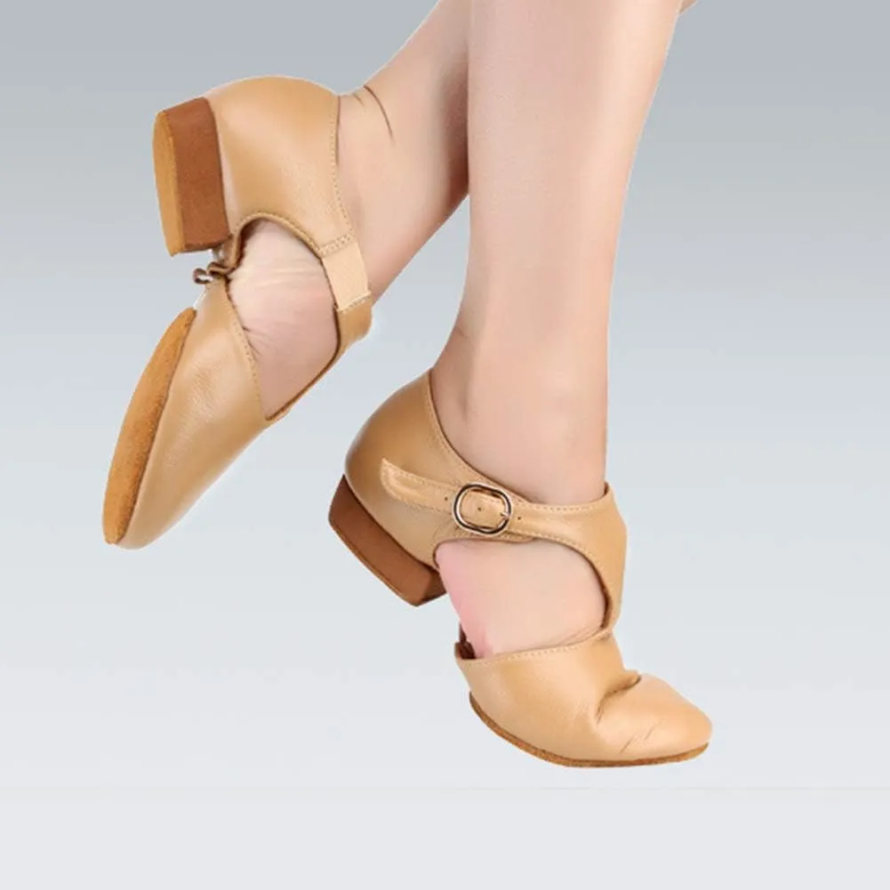 HROYL Leather Jazz Shoes Split Sole Dance Shoes Slip-on Practice Jazz Modern Dance Shoes Model-WX-LG59