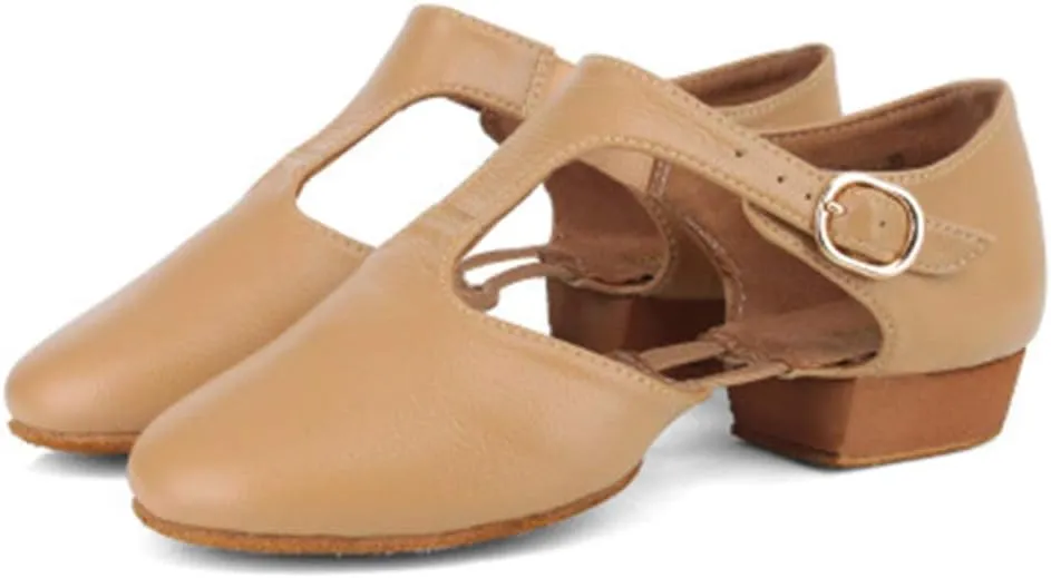 HROYL Leather Jazz Shoes Split Sole Dance Shoes Slip-on Practice Jazz Modern Dance Shoes Model-WX-LG59