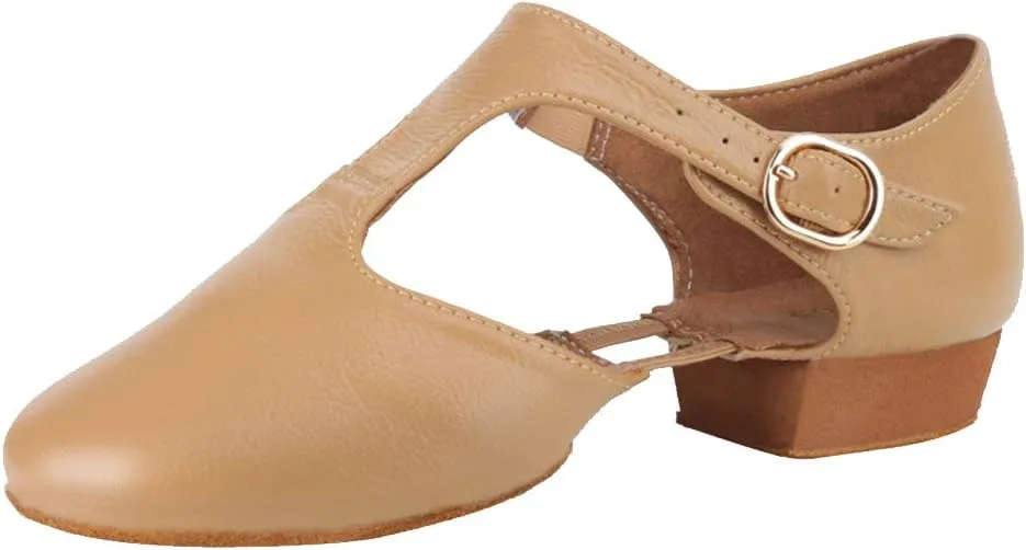 HROYL Leather Jazz Shoes Split Sole Dance Shoes Slip-on Practice Jazz Modern Dance Shoes Model-WX-LG59