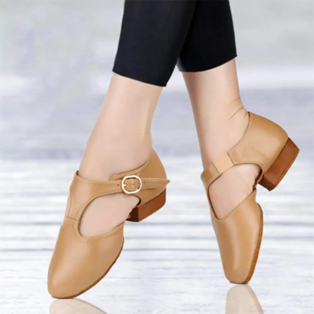HROYL Leather Jazz Shoes Split Sole Dance Shoes Slip-on Practice Jazz Modern Dance Shoes Model-WX-LG59