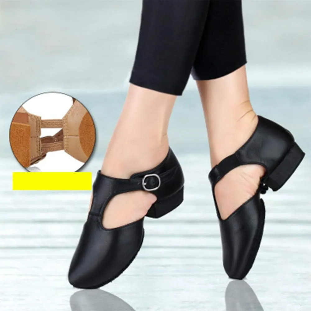HROYL Leather Jazz Shoes Split Sole Dance Shoes Slip-on Practice Jazz Modern Dance Shoes Model-WX-LG59