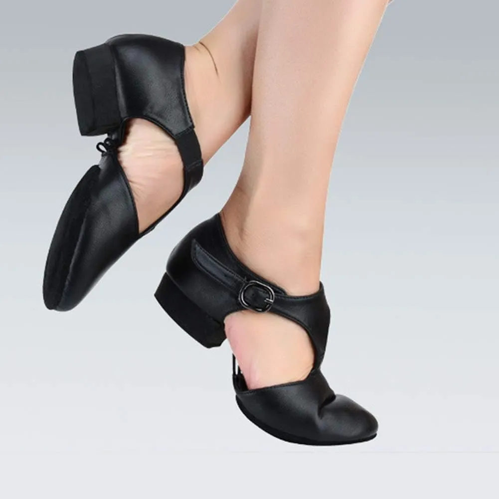 HROYL Leather Jazz Shoes Split Sole Dance Shoes Slip-on Practice Jazz Modern Dance Shoes Model-WX-LG59
