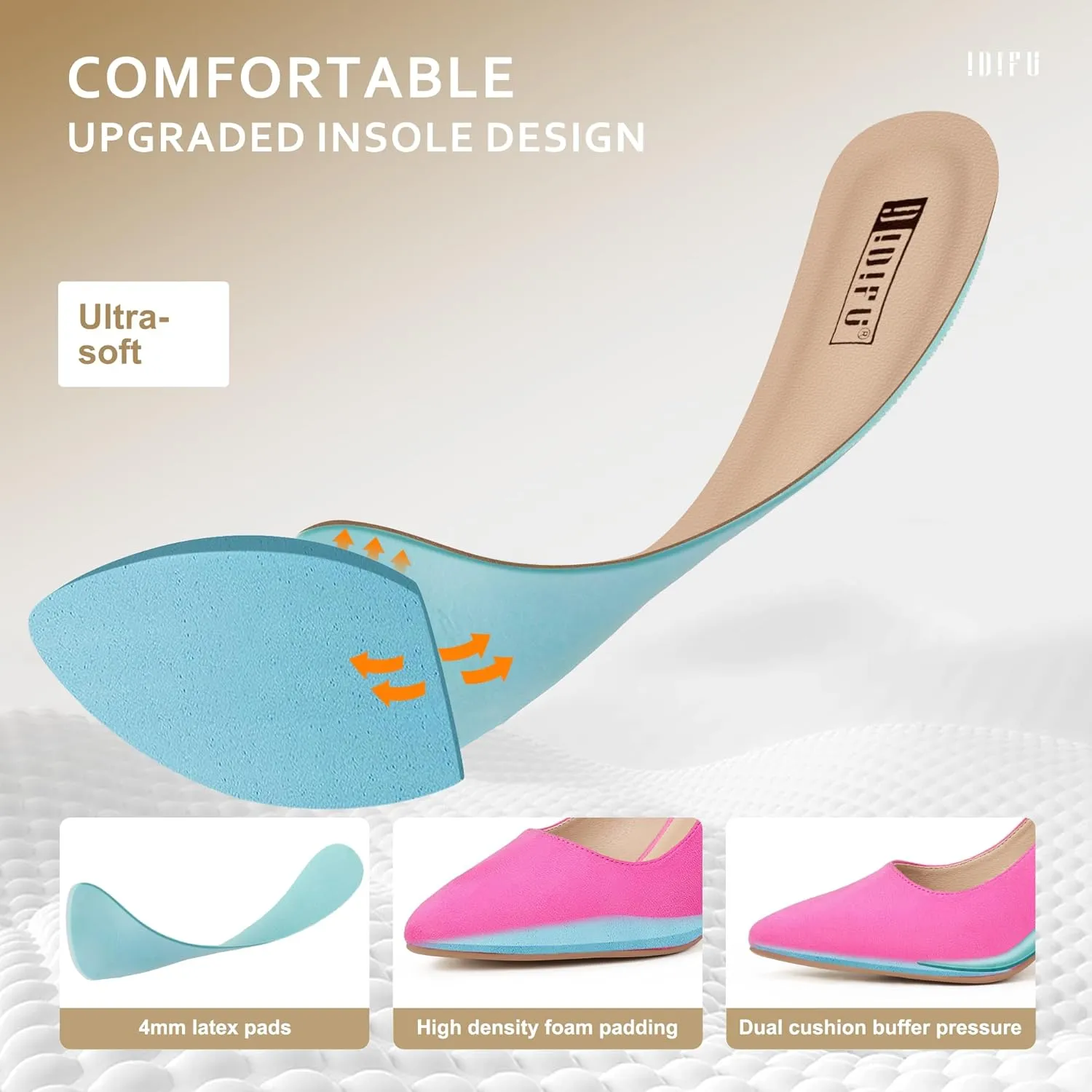 IDIFU Women's IN3 Classic Pumps Closed Toe Heels High Chunky Block Work Office Heels Comfortable Wedding Bridal Party Pointed Toe Dress Shoes for Women