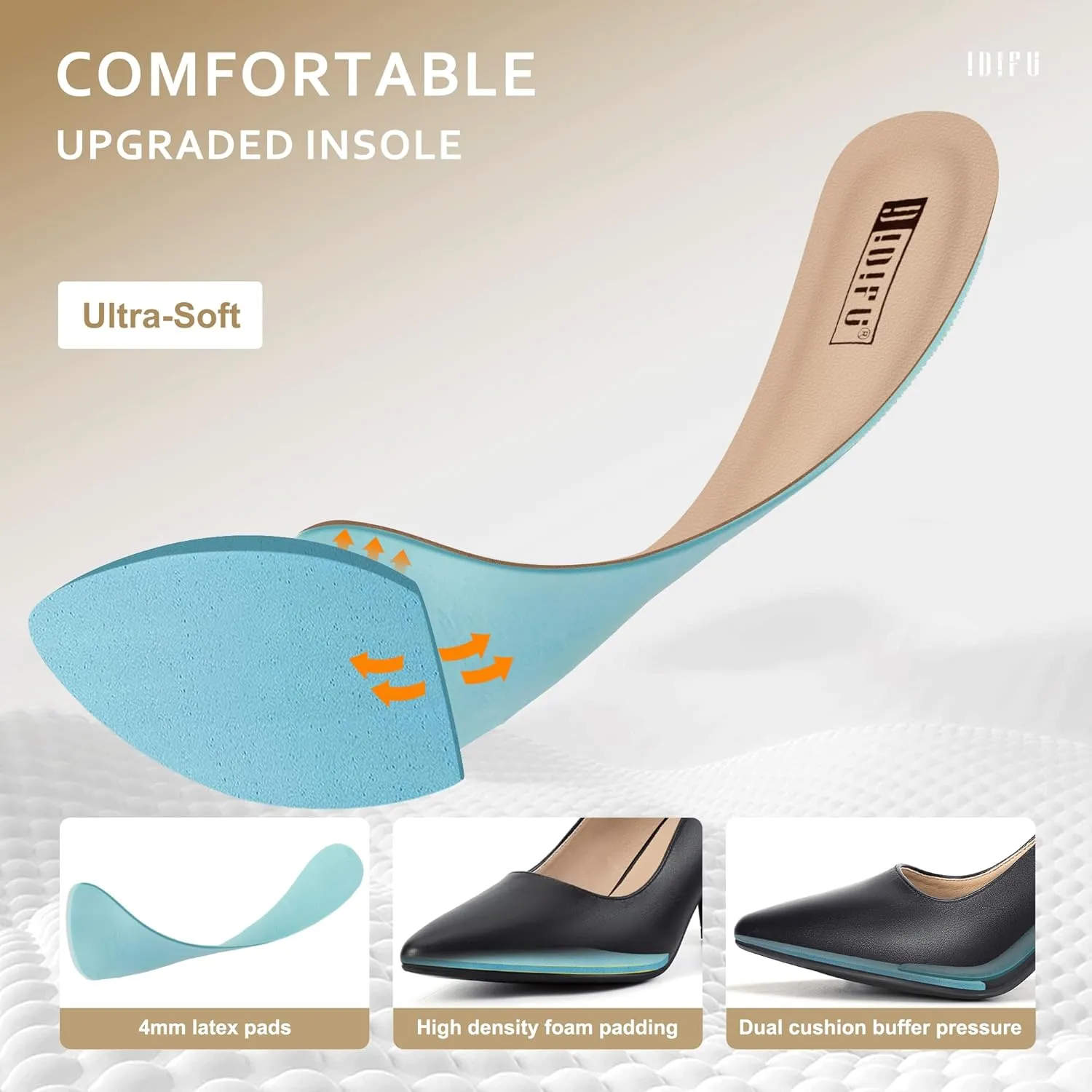 IDIFU Women's IN3 Classic Pumps Closed Toe Heels High Chunky Block Work Office Heels Comfortable Wedding Bridal Party Pointed Toe Dress Shoes for Women