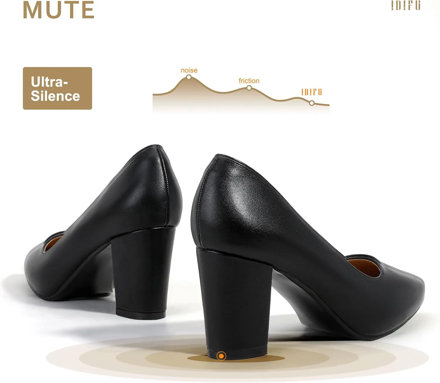 IDIFU Women's IN3 Classic Pumps Closed Toe Heels High Chunky Block Work Office Heels Comfortable Wedding Bridal Party Pointed Toe Dress Shoes for Women