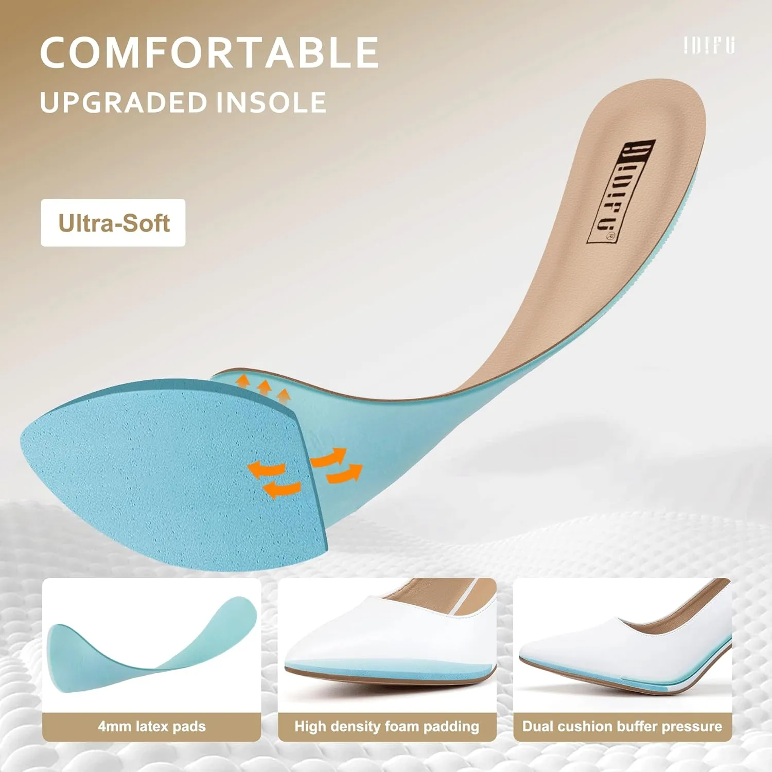 IDIFU Women's IN3 Classic Pumps Closed Toe Heels High Chunky Block Work Office Heels Comfortable Wedding Bridal Party Pointed Toe Dress Shoes for Women