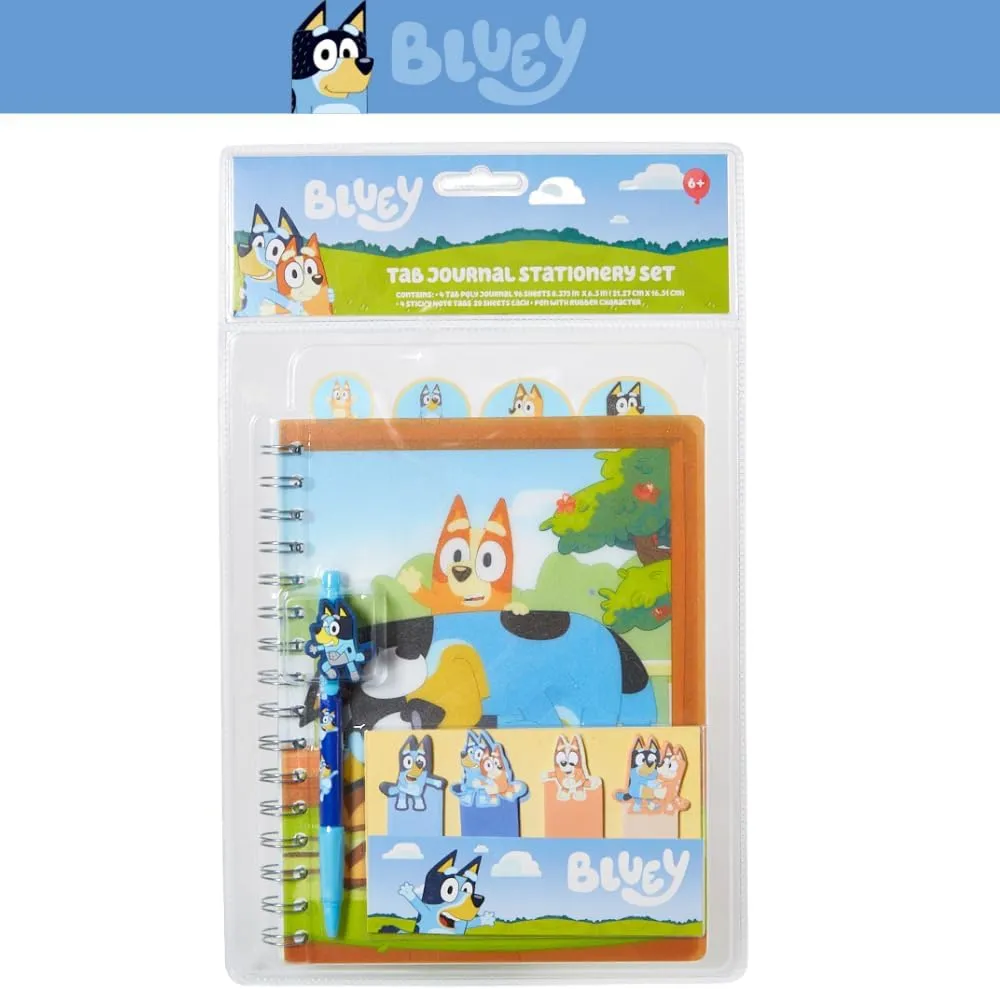Innovative Designs Bluey Tab Journal Spiral Notebook, Ballpoint Pen, Sticky Tabs, 96 Lined Pages