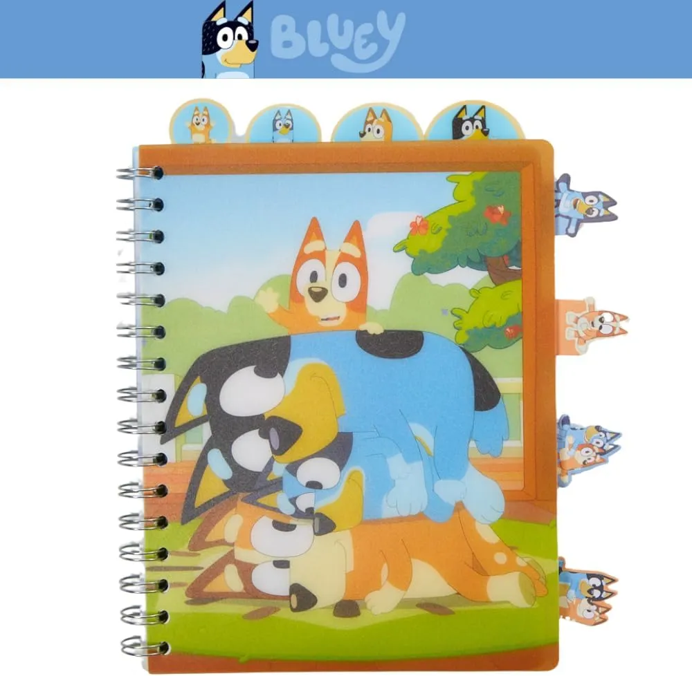 Innovative Designs Bluey Tab Journal Spiral Notebook, Ballpoint Pen, Sticky Tabs, 96 Lined Pages