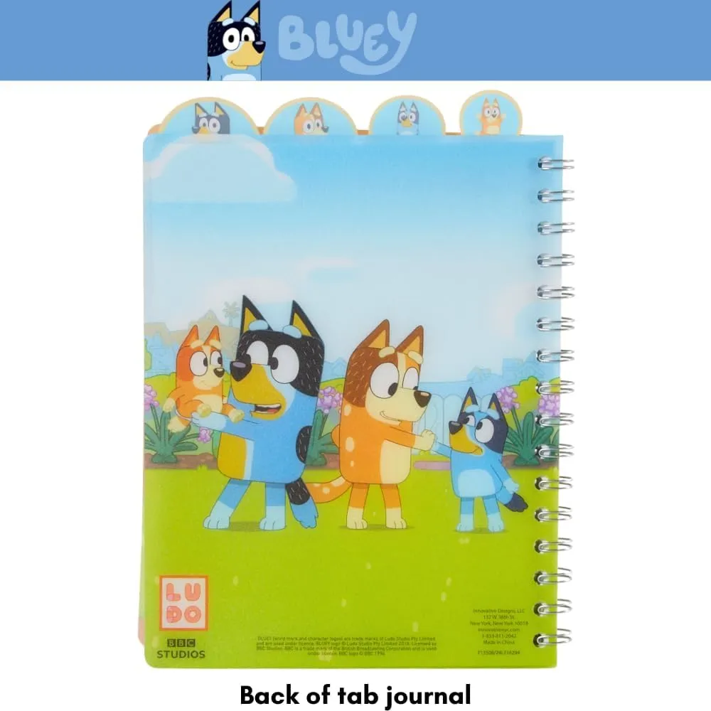 Innovative Designs Bluey Tab Journal Spiral Notebook, Ballpoint Pen, Sticky Tabs, 96 Lined Pages