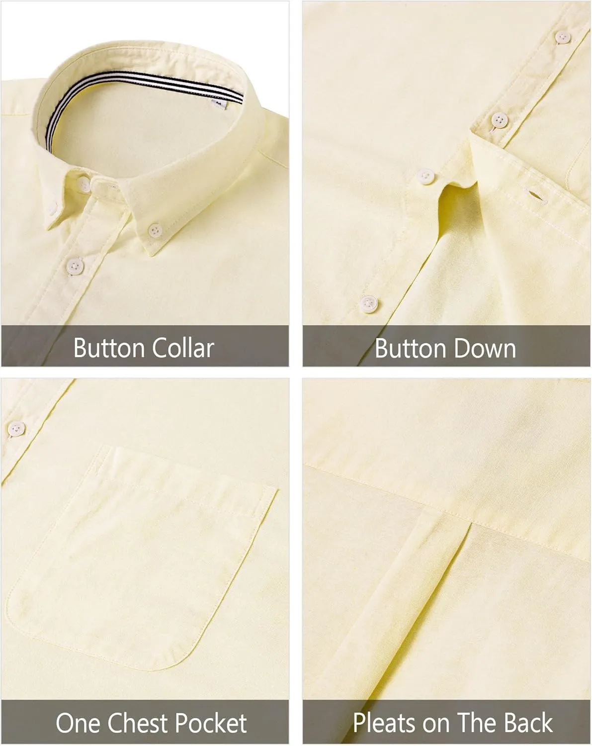 J.VER Men's Oxford Shirt Solid Casual Button Down Collar Shirts Long Sleeve Dress Shirts with Pocket