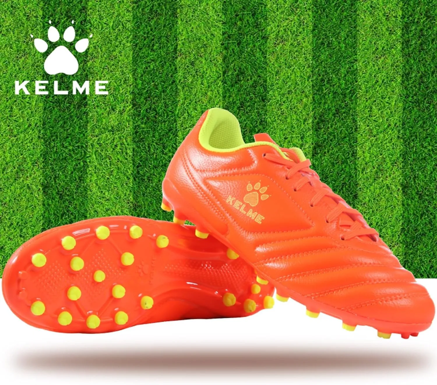 KELME K-Fighting Microfiber Leather Soccer Cleats, Firm/Artificial Ground Outdoor Shoes, for Men Women