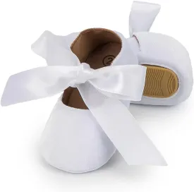 KIDSUN Infant Baby Girls Mary Jane Shoes Non-Slip Rubber Sole Ballet Slippers Princess Dress Wedding Shoes Newborn Crib Shoes First Walkers Shoes