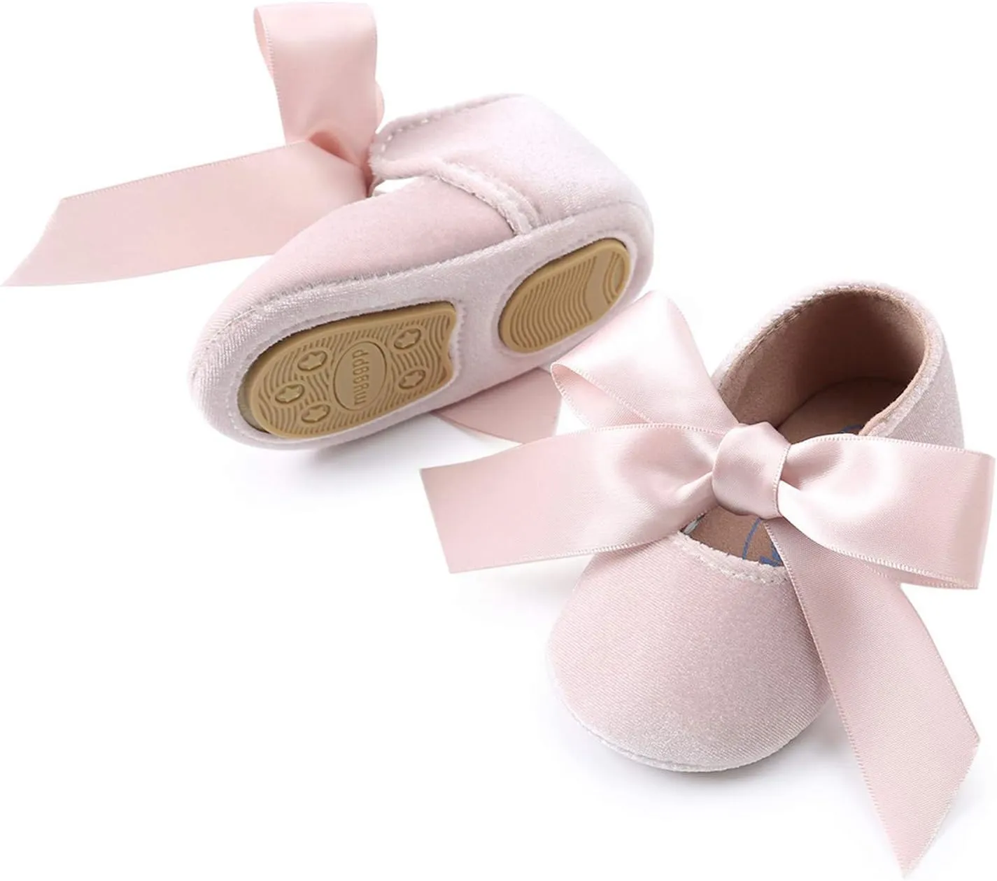 KIDSUN Infant Baby Girls Mary Jane Shoes Non-Slip Rubber Sole Ballet Slippers Princess Dress Wedding Shoes Newborn Crib Shoes First Walkers Shoes