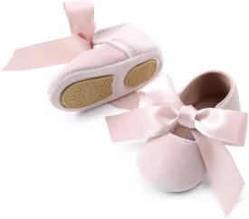 KIDSUN Infant Baby Girls Mary Jane Shoes Non-Slip Rubber Sole Ballet Slippers Princess Dress Wedding Shoes Newborn Crib Shoes First Walkers Shoes