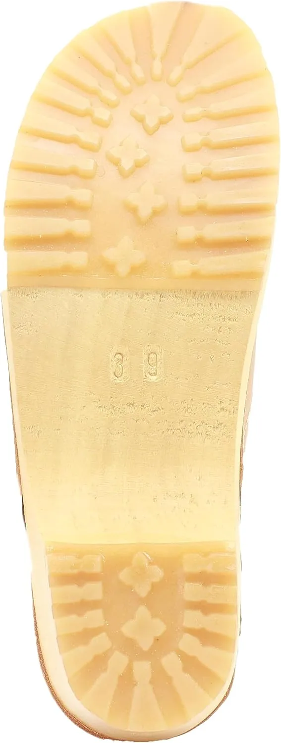 KLGN Tuva Wood Open Back Grippy Leather Clogs