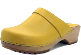 KLGN Tuva Wood Open Back Grippy Leather Clogs