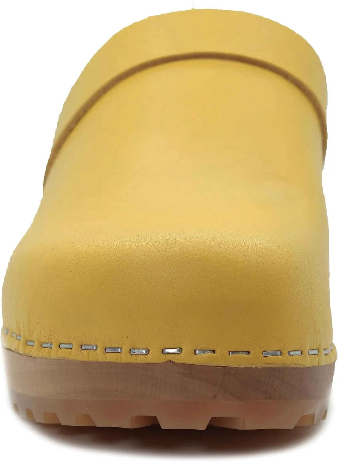 KLGN Tuva Wood Open Back Grippy Leather Clogs