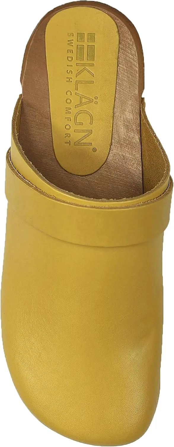 KLGN Tuva Wood Open Back Grippy Leather Clogs