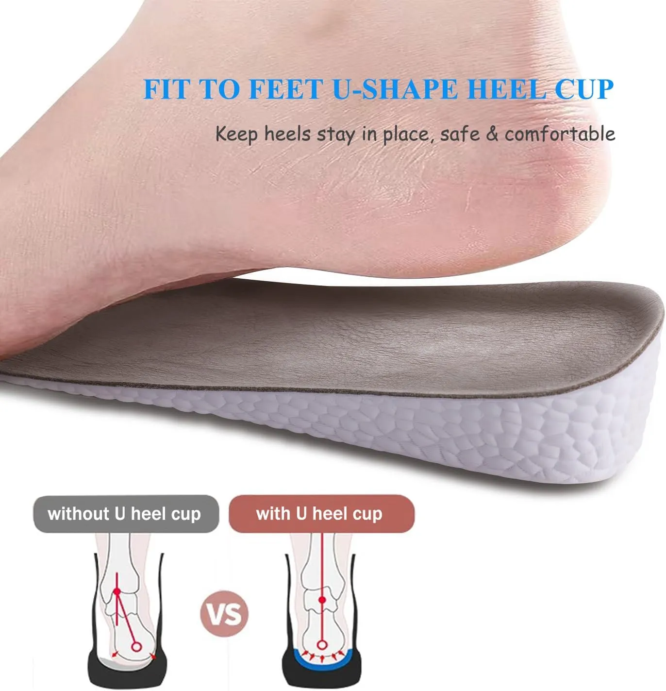 Leather Height Increase Insoles for Men Wowen Breathable Taller Cushion Shoes Insoles Heel Lift Inserts Elevator Insoles- Sweat & Shock Absorbing