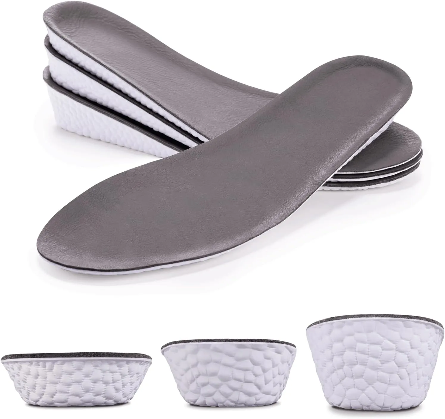 Leather Height Increase Insoles for Men Wowen Breathable Taller Cushion Shoes Insoles Heel Lift Inserts Elevator Insoles- Sweat & Shock Absorbing