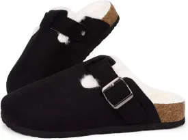 MAIITRIP Women's Wide Orthotics Cork Clogs Slippers with Arch Support for Plantar Fasciitis,Fur Lined Orthopedic Indoor/Oudoor House Shoes with Adjustable Buckle for Flat Feet