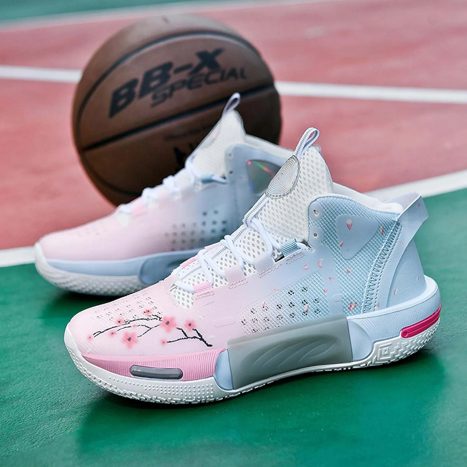 Men's and Women's Basketball Shoes Fashionable Sports Shoes High Elasticity Sunning Shoes Comfortable and Breathable Badminton Sports Shoes Anti Slip and Wear-Resistant Casual Shoes