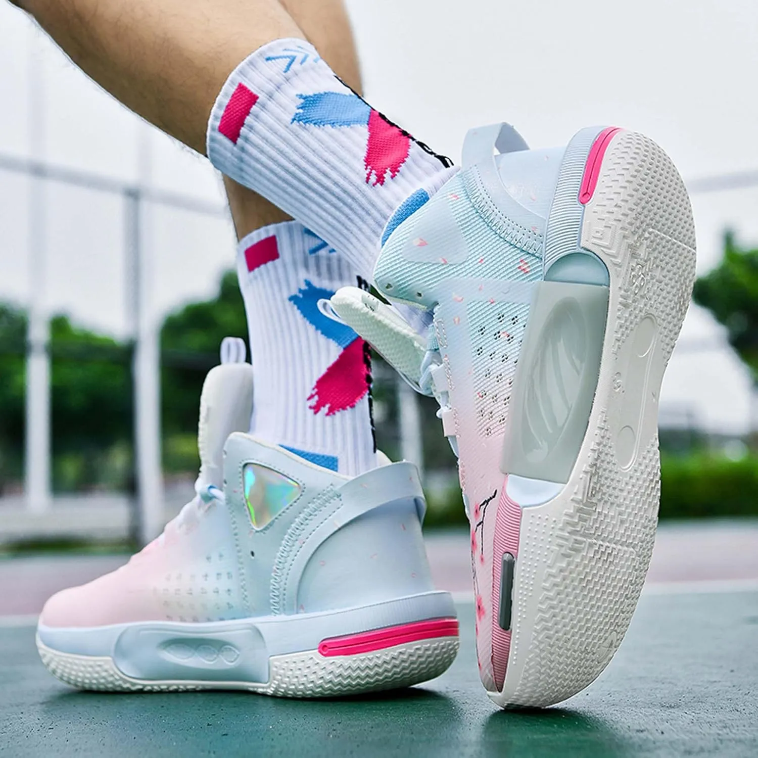Men's and Women's Basketball Shoes Fashionable Sports Shoes High Elasticity Sunning Shoes Comfortable and Breathable Badminton Sports Shoes Anti Slip and Wear-Resistant Casual Shoes