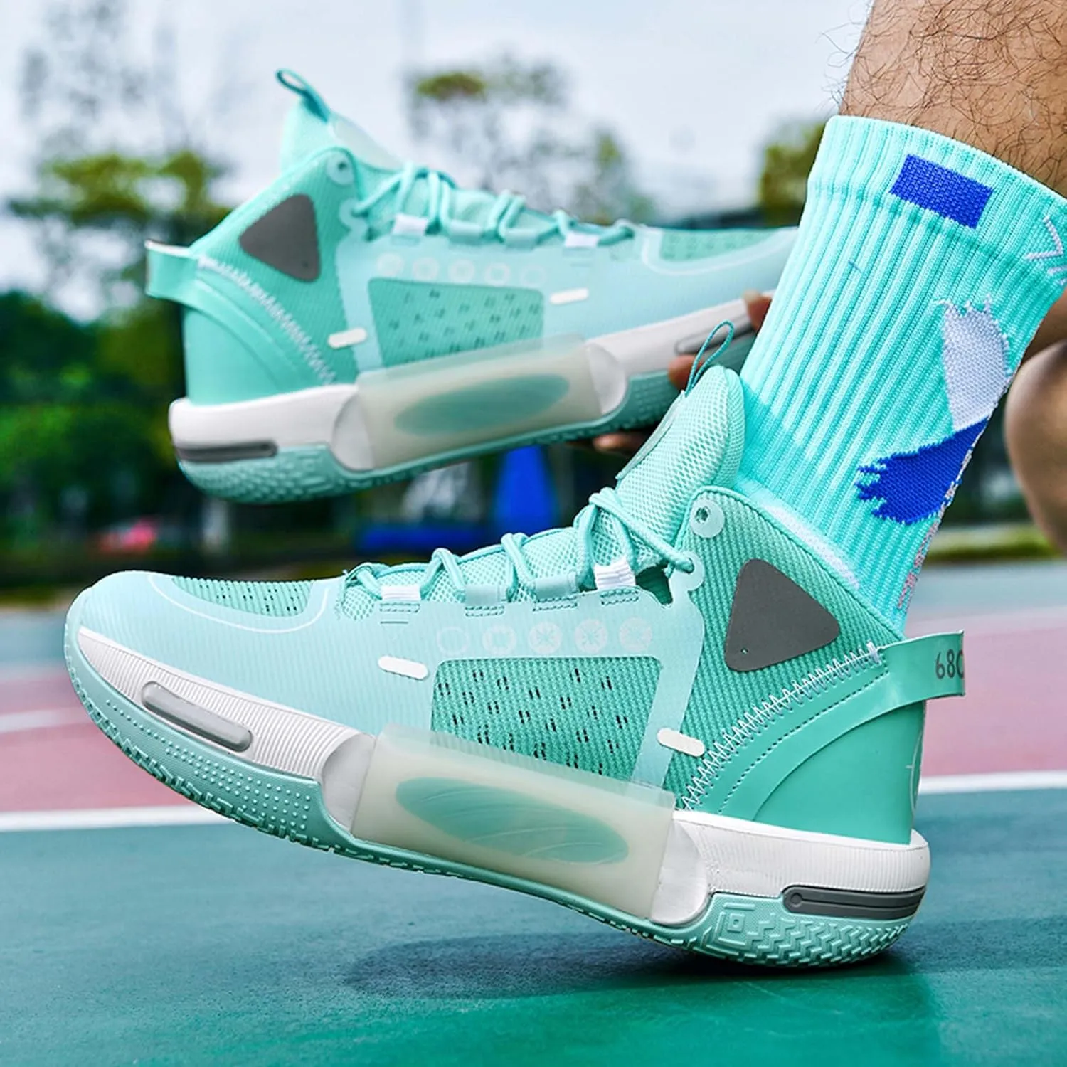 Men's and Women's Basketball Shoes Fashionable Sports Shoes High Elasticity Sunning Shoes Comfortable and Breathable Badminton Sports Shoes Anti Slip and Wear-Resistant Casual Shoes