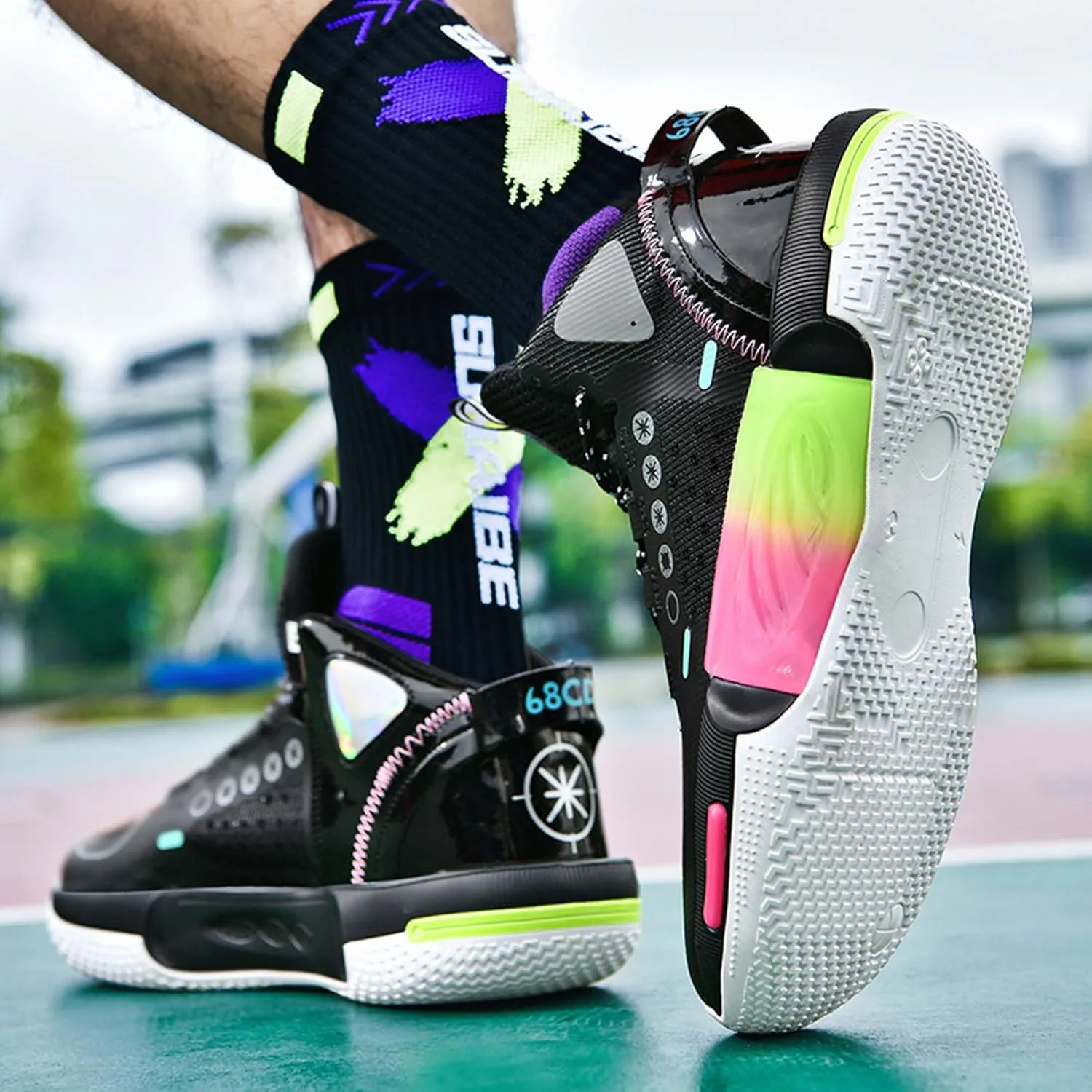 Men's and Women's Basketball Shoes Fashionable Sports Shoes High Elasticity Sunning Shoes Comfortable and Breathable Badminton Sports Shoes Anti Slip and Wear-Resistant Casual Shoes