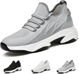 Men's Breathable Height Increase Sneakers, 2.36 in / 6 cm Stylish Invisible Wide Feet Increasing Shoes