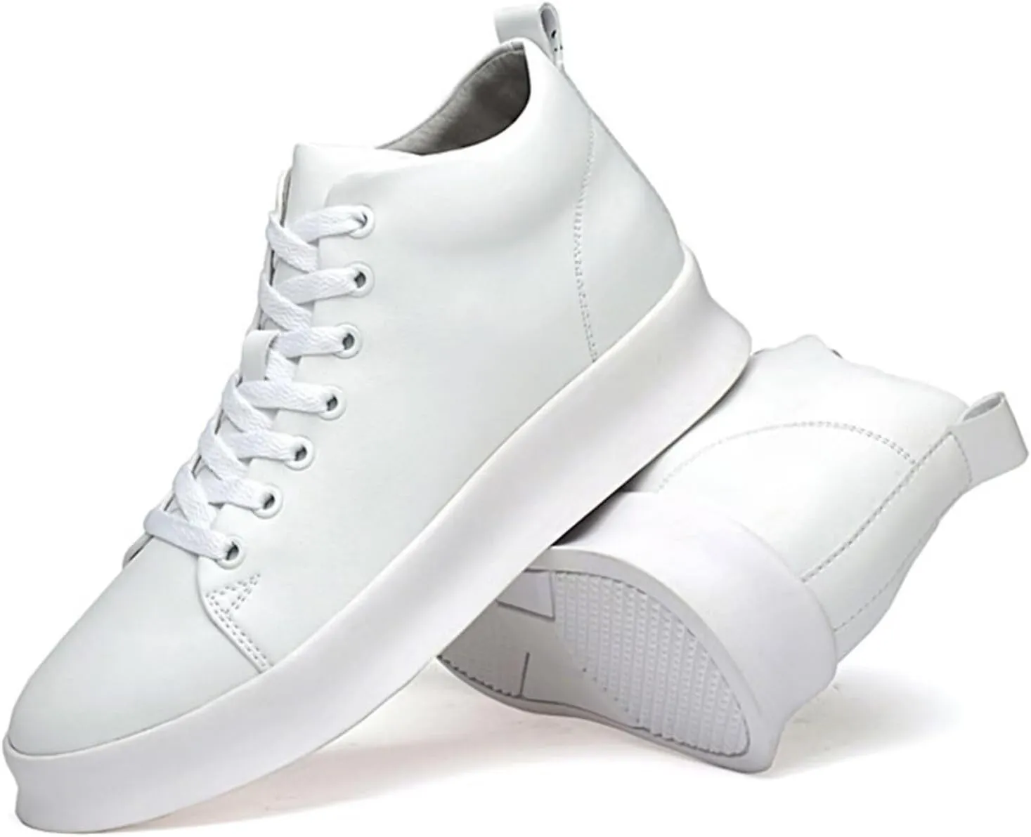 Men's Invisible Height Increasing Elevator Shoes 2.36" Height-Boosting Formal Dress Shoes Lace-Up Fashion Mid-Top Elevator Trainer Shoes
