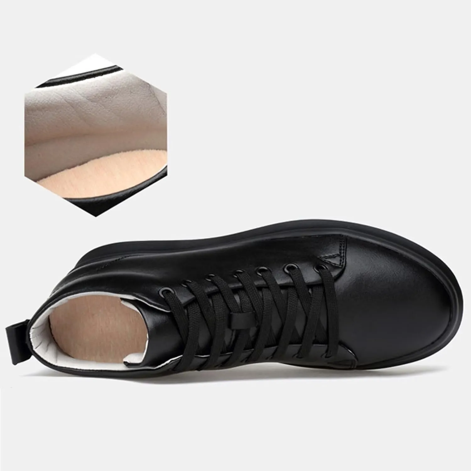Men's Invisible Height Increasing Elevator Shoes 2.36" Height-Boosting Formal Dress Shoes Lace-Up Fashion Mid-Top Elevator Trainer Shoes