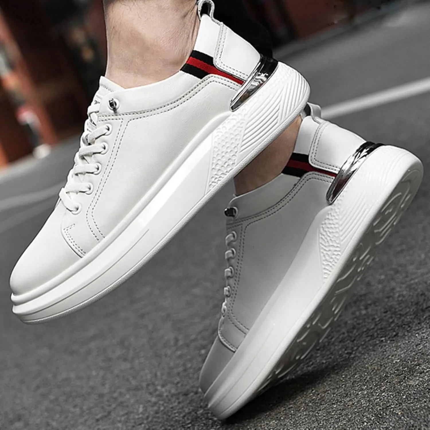 Men's Invisible Height Increasing Elevator Shoes 2.36" Leather Lace up Driving Casual Sneakers Height-Boosting Formal Dress Shoes for Business Wedding Office