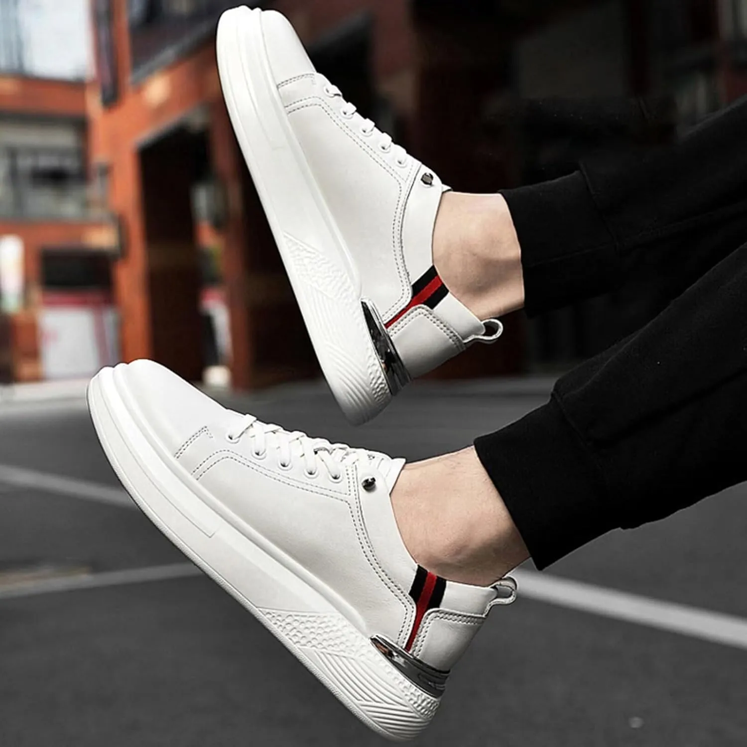 Men's Invisible Height Increasing Elevator Shoes 2.36" Leather Lace up Driving Casual Sneakers Height-Boosting Formal Dress Shoes for Business Wedding Office